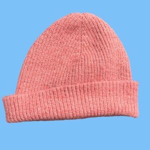 Fuzzy coral red winter beanie
